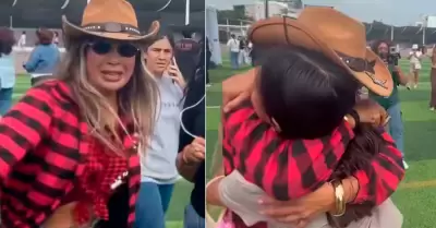 Pamela L�pez se reencontr� con sus hijos.