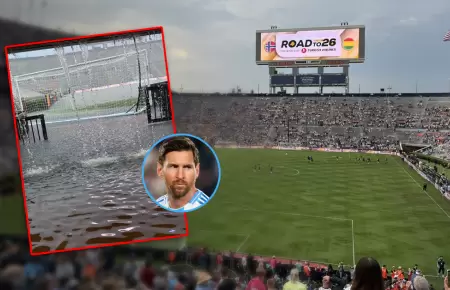 Tormenta llen� el estadio de agua a poco del �ltimo amistoso de la albiceleste.