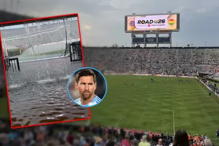 Tormenta llen� el estadio de agua a poco del �ltimo amistoso de la albiceleste.