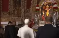 Papa León XIV bendice imagen del Señor de los Milagros en la "Catedral de los Pobres" durante visita a Barcelona