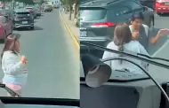 Incidente en Surco: Mujer bloquea el paso de bomberos tras discutir con su pareja en plena avenida