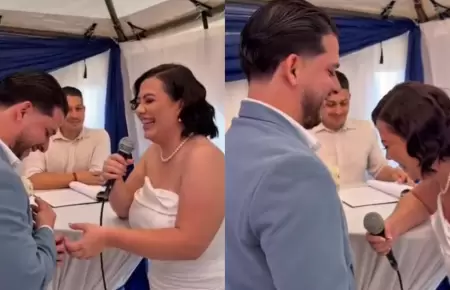 Novia sorprende en votos matrimoniales en doble sentido