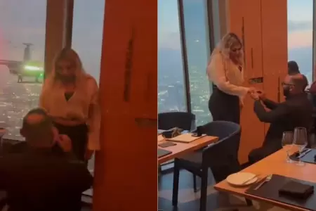 Hombre pide la mano de su novia con mensaje el helic�ptero