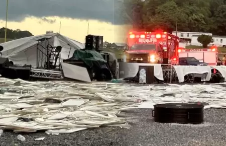 Derrumbe de carpa en iglesia dej� varios heridos.