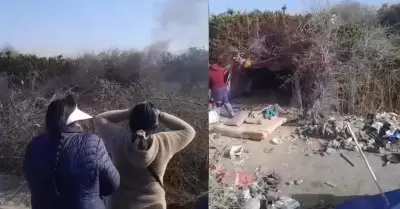 Vecinos de la Asociaci�n Los Granados queman refugios de presuntos malvivientes.