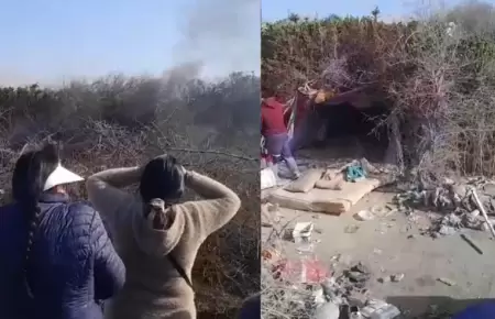 Vecinos de la Asociaci�n Los Granados queman refugios de presuntos malvivientes.