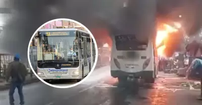 Bus se incendia a la altura de la estaci�n Caquet� generando demoras en el Metro