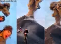 �Impactante! Turistas huyen de lluvia de lava tras erupci�n del Volc�n de Fuego en Guatemala