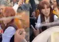 Magaly termina ba�ada en CERVEZA tras salir de corrida de toros en Cajamarca: Esta fue su reacci�n