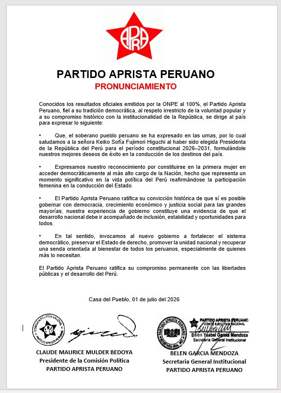 Comunicado del Partido Aprista Peruano
