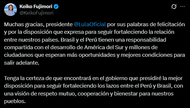 Respuesta de Keiko Fujimori