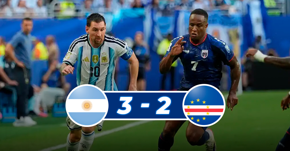Argentina vence a Cabo Verde 3-2 en tiempo extra en partido épico