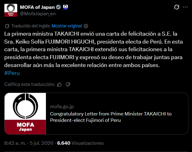 Ministerio de Asuntos Exteriores de Japón.