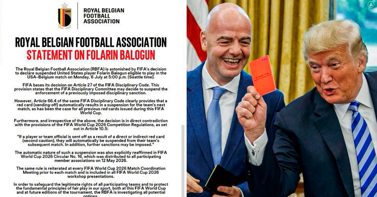 La Federaci�n Belga no se qued� callada ante la decisi�n de que Folarin Balogun juegue ante ellos en los octavos de final.