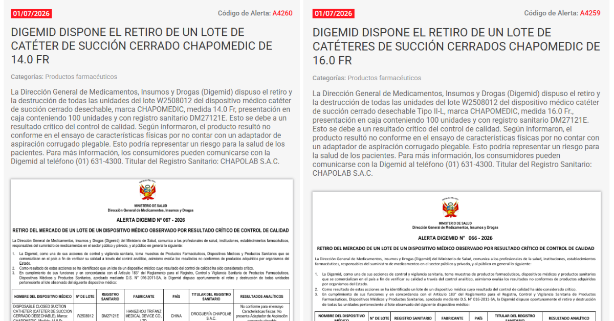 Disposici�n publicada en la p�gina web de Alerta de Consumo de Indecopi