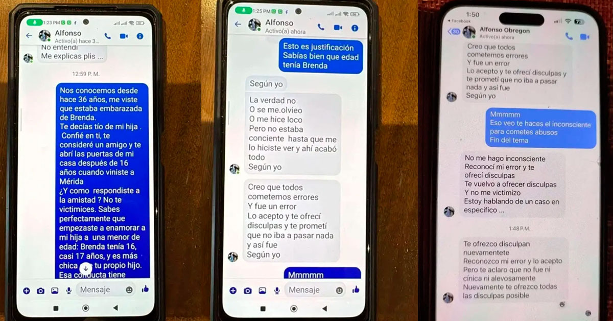 Las pruebas de que Alfonso Obregón si tenia contacto con Brenda Rivero mediante Messenger. (Composición: Exitosa)
