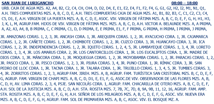 Sectores afectados por corte de luz y horario de suspensión.
