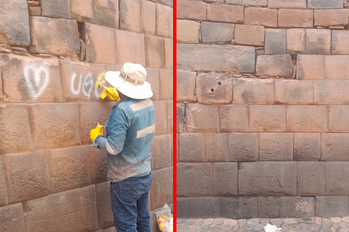 Especialistas del Mincul pudieron recuperar y restaurar el muro.