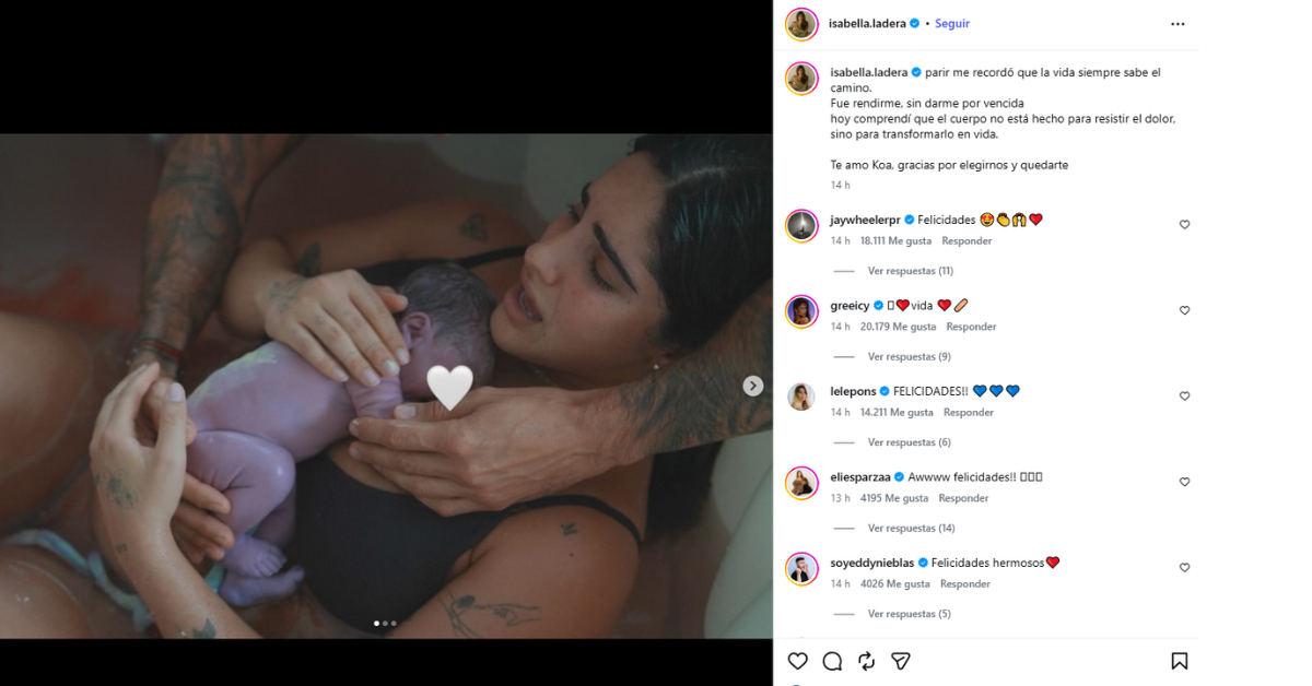 Isabella Ladera public� en Instagram el nacimiento de Koa, su hijo con Hugo Garc�a