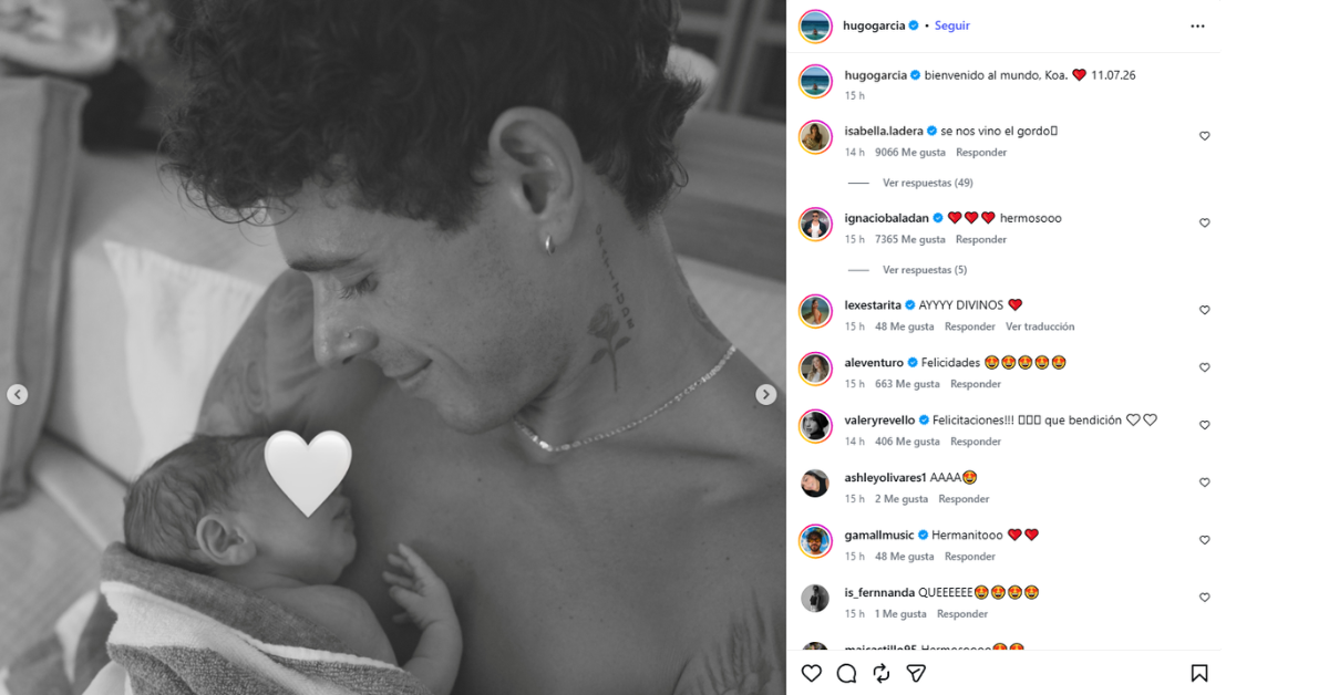 Hugo Garc�a publica en su perfil de instagram el nacimiento de su hijo, Koa