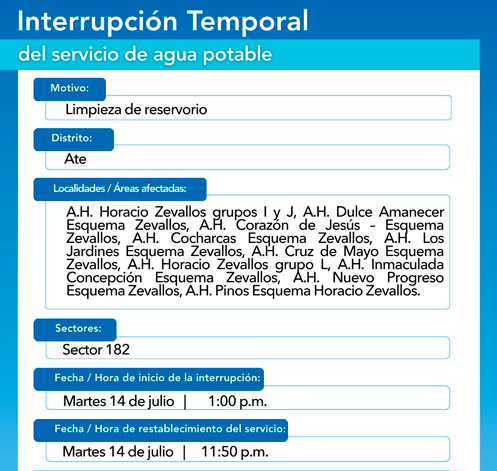 Sin servicio en Ate.