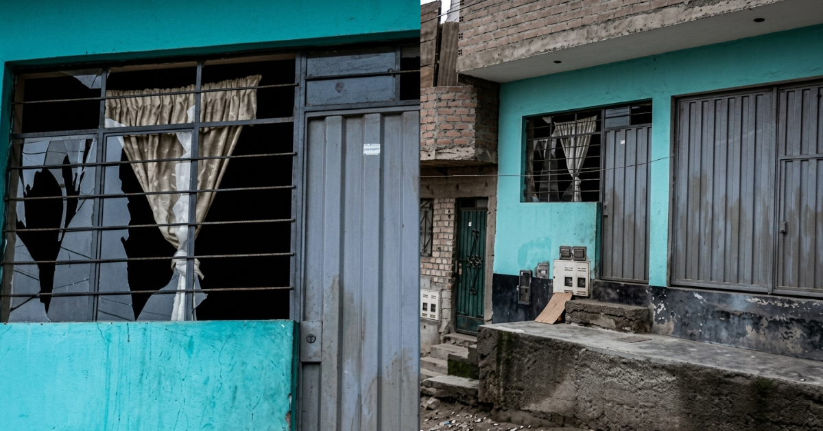 Así quedaron las ventanas del domicilio después de que recibió el explosivo