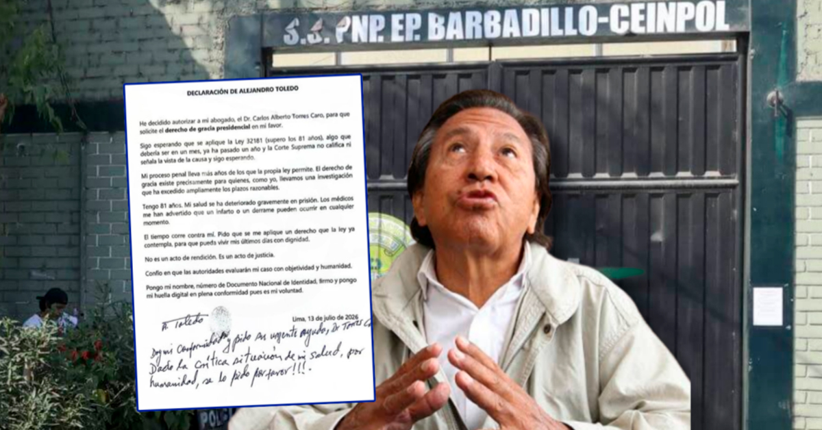 Alejandro Toledo solicita derecho de gracia presidencial por razones humanitarias. (Difusi�n)