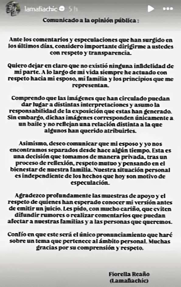 Comunicado de "La Mafia Chic"
