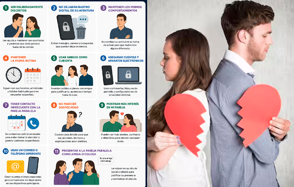Estrategias que utilizan las personas para ocultar una infidelidad.
