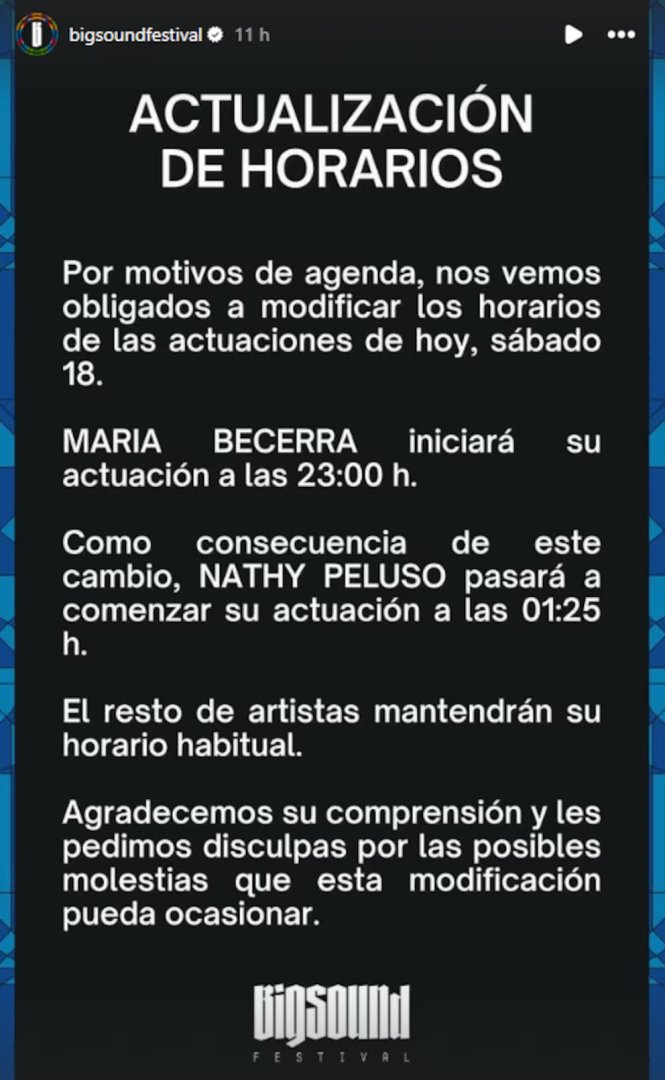Comunicado del festival en el que se presentará María Becerra