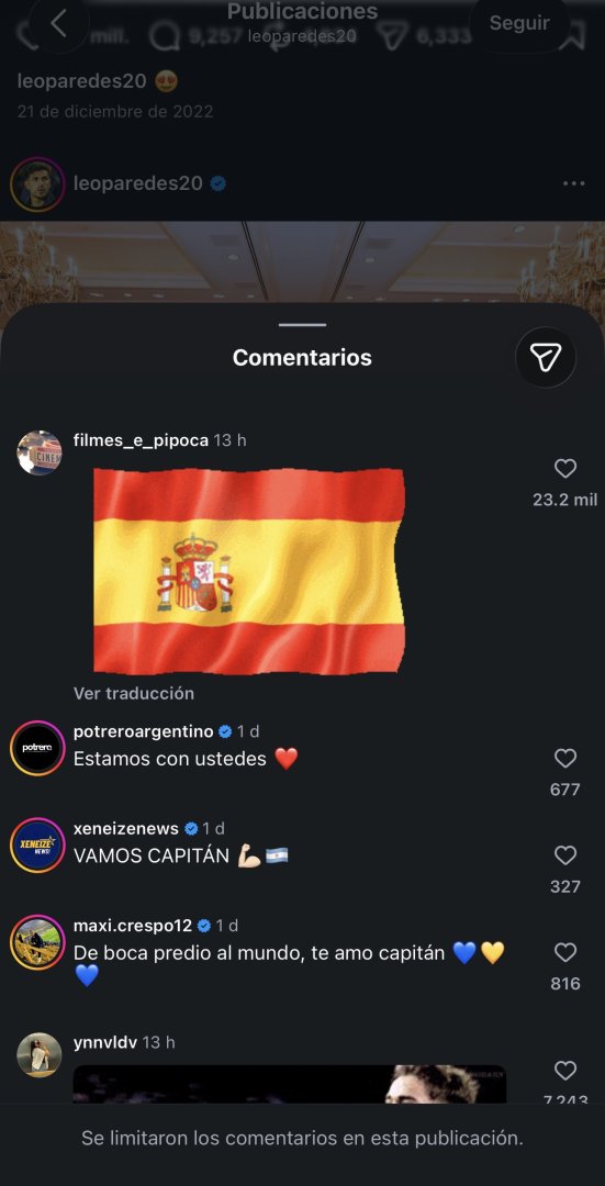 Leo Paredes limita los comentarios en Instagram