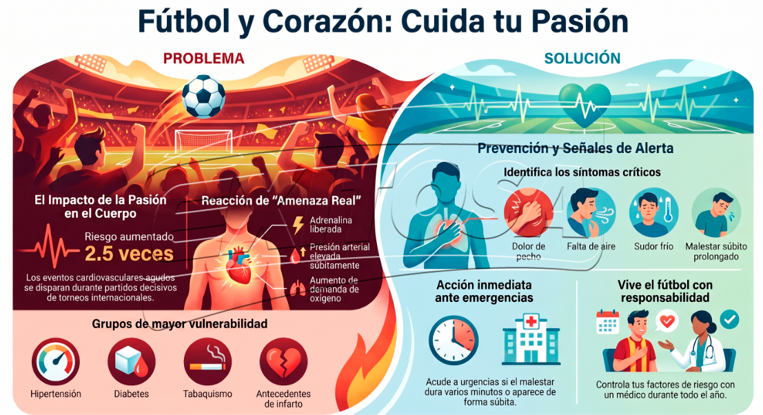 Cuidado del corazón si verás un partido de fútbol.