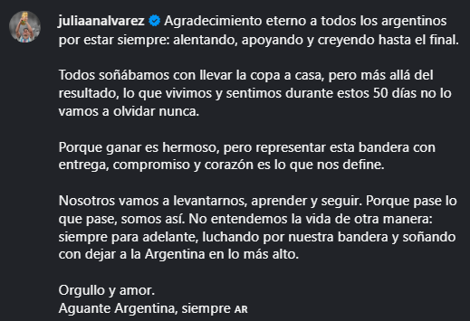 Mensaje de Álvarez a los aficionados.