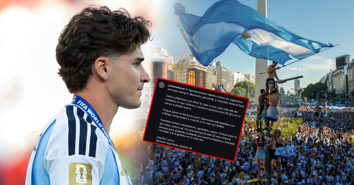Julián Álvarez deja mensaje a la hinchada argentina tras la final del Mundial: "Esta bandera es lo que nos define"