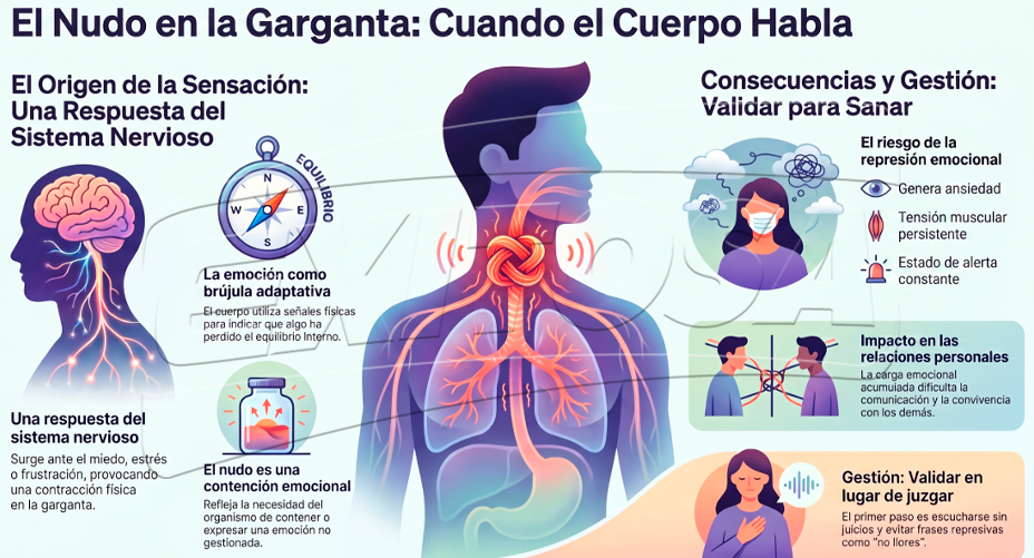 Significado del nudo en la garganta según especialista.