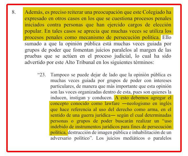 TC advierte posible persecución política en el caso.