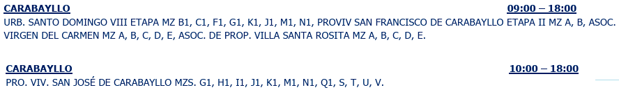 Sin servicio eléctrico el 22 de julio.