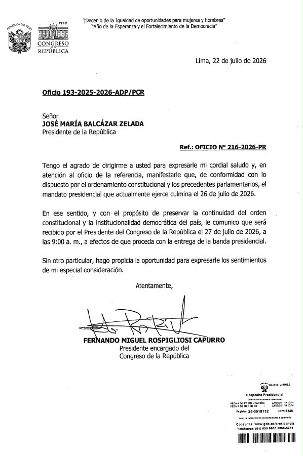 Citación de la Presidencia del Congreso.