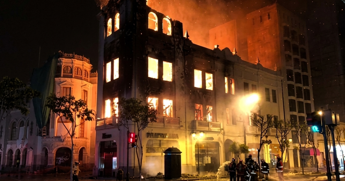 Incendio en el edificio Giacoletti en octubre del 2018