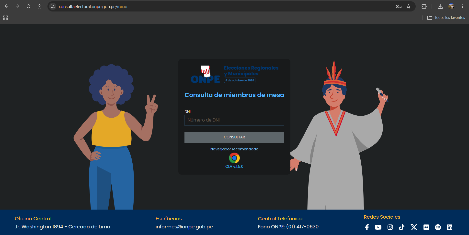 Enlace para saber si eres miembro de de mesa en las Elecciones Regionales y Distritales 2026