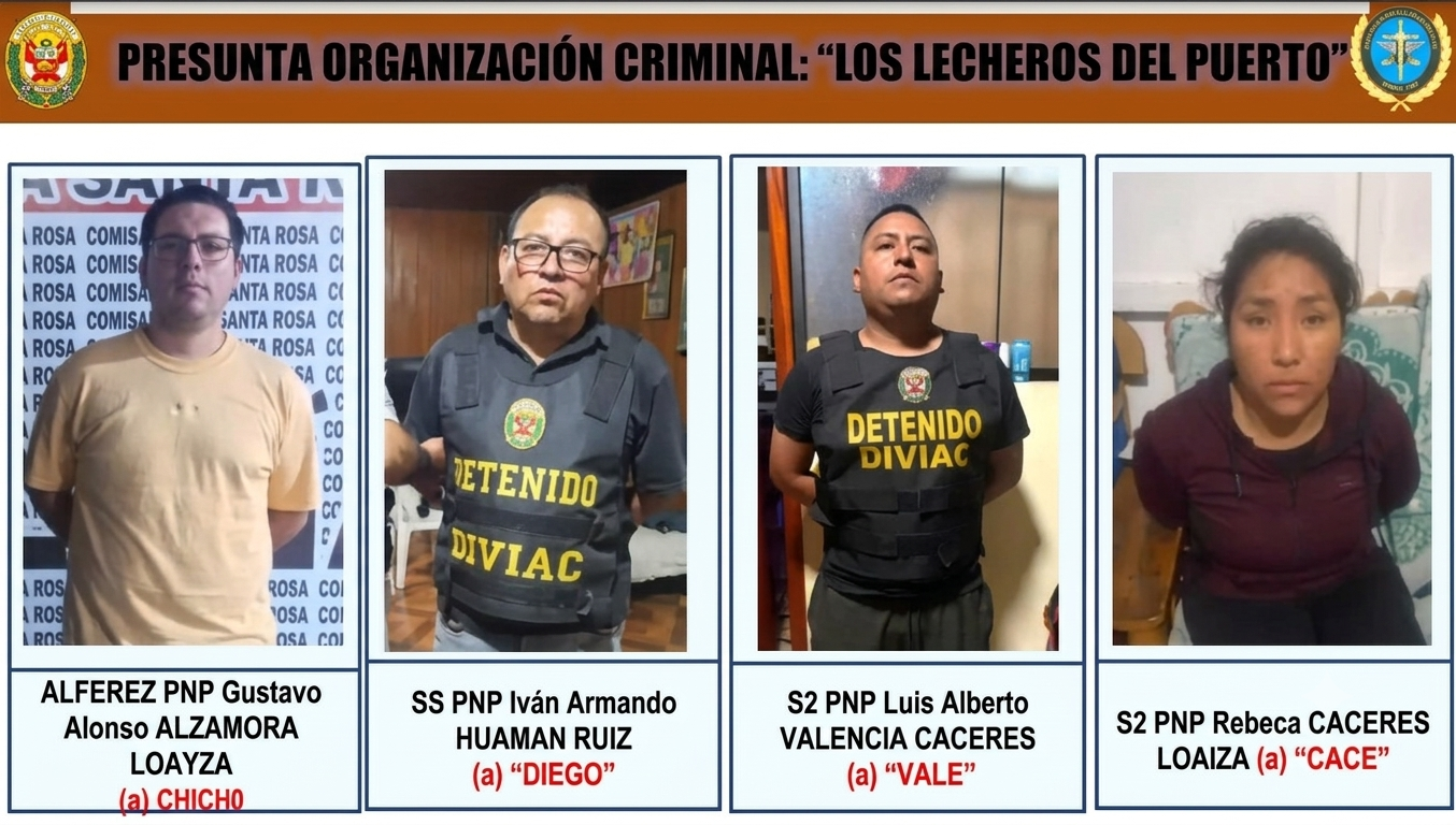 Los agentes policiales presuntamente implicados de la banda criminal �Los Lecheros del Puerto�