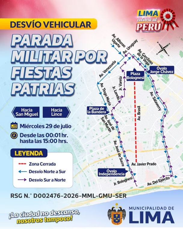 Desv�o vehicular por Fiestas Patrias