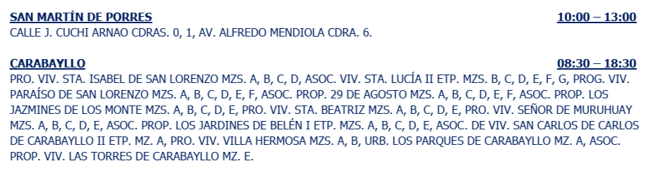 Horarios del corte de luz el 31 de julio.