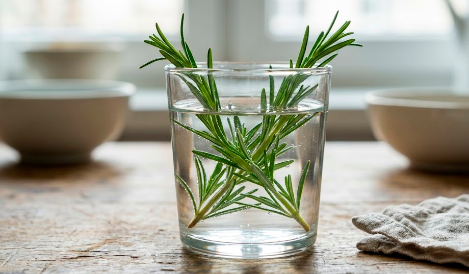 Ubicar un vaso con agua y romero junto a la cama tiene múltiples beneficios.