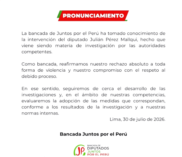 Pronunciamiento Juntos por el Per�