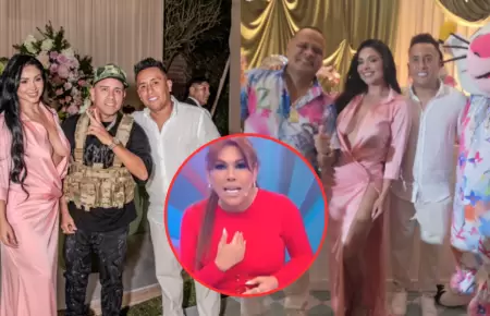 Magaly chanca a Cueva por robarse el show en el cumplea�os de Pamela Franco