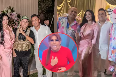 Magaly chanca a Cueva por robarse el show en el cumplea�os de Pamela Franco