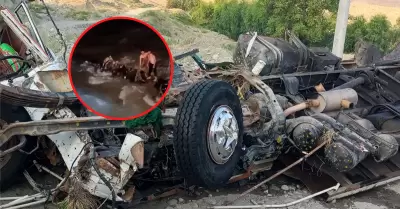 Accidente de cami�n que cay� a un r�o.