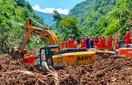Deslizamiento de tierra en la aldea de Renzang, en China.