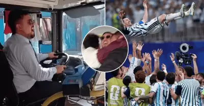 Chofer argentino celebra triunfo ag�nico de Argentina con pasajeros